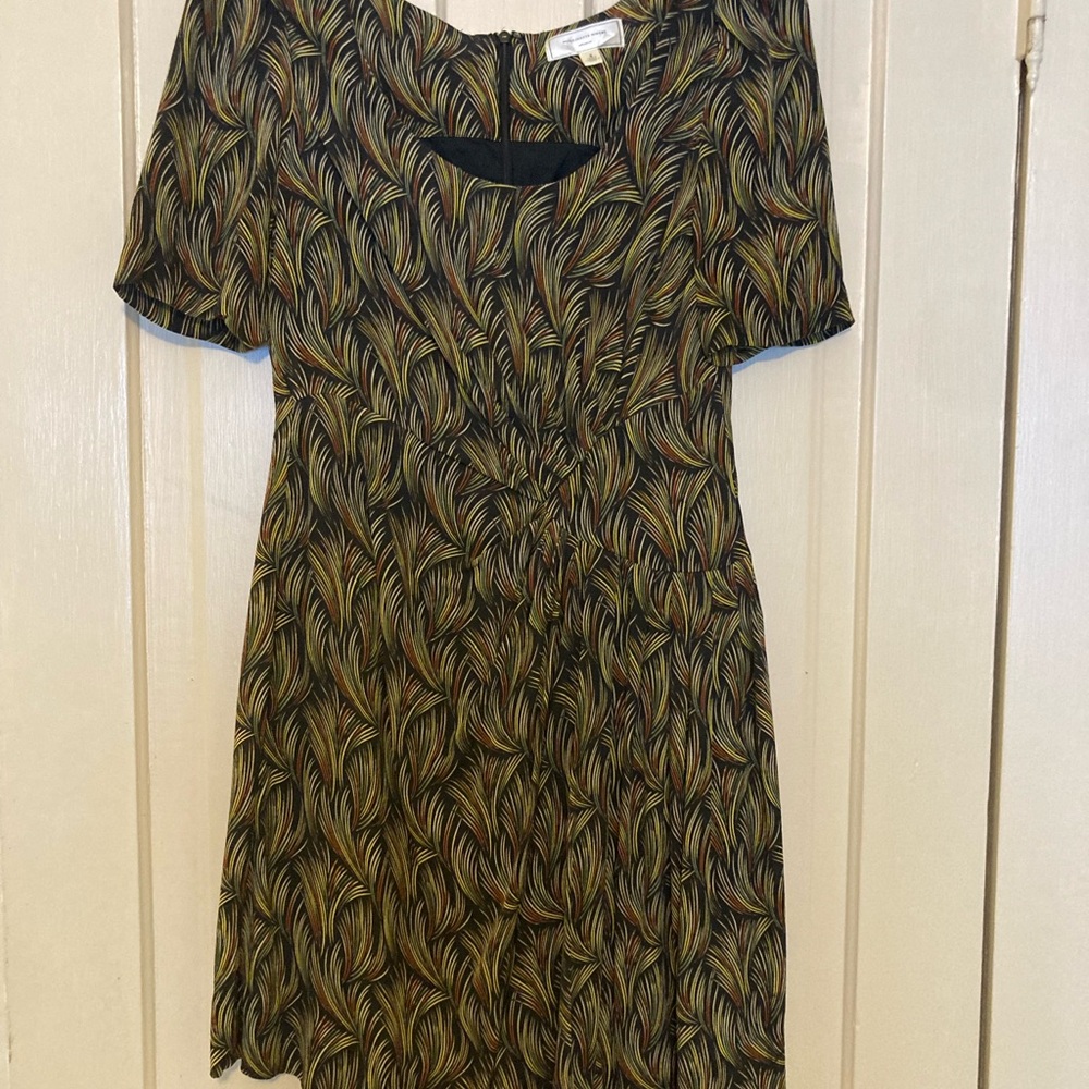 Moulinette Soeurs Black and Multicolor Leaf Pattern Dress